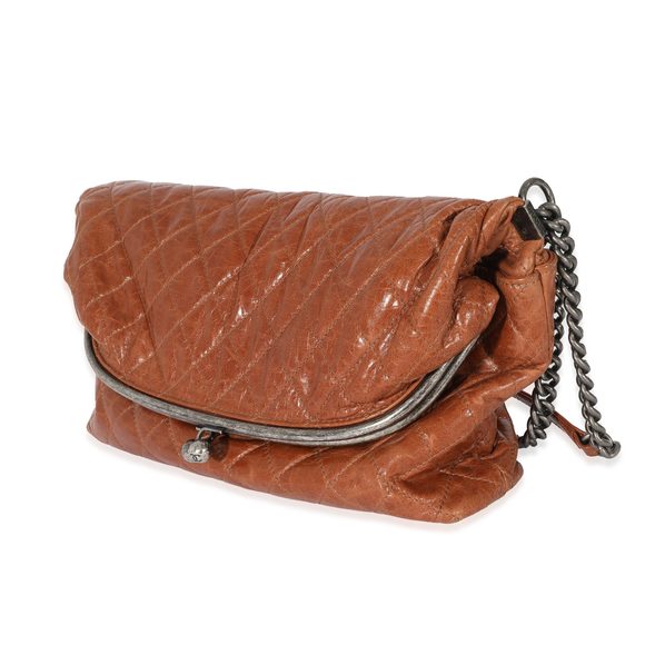 Chanel Brown Calfskin Tabatiere Kisslock Foldover Bag - Picture 2 of 6